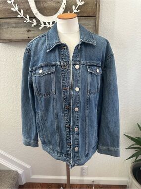 Madewell Classic Blue Denim Trucker Jacket Coleridge Wash size L NWT JO225